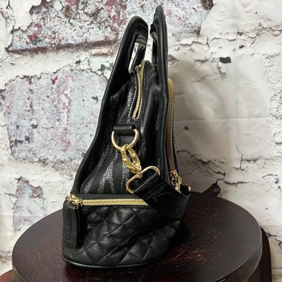 Betsey Johnson black & gold lunch tote bag hearts stars - Picture 4 of 10